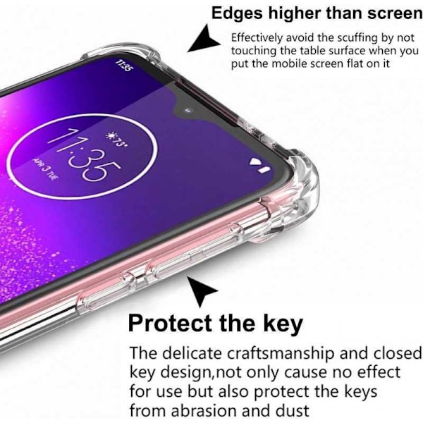 Motorola One Macro Stöttåligt Skal med Förstärkta Hörn Transparent