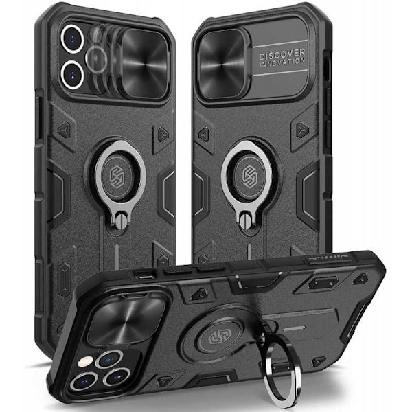 iPhone 13 Pro iskunkestävä kotelo sormustelineellä Nillkin Black