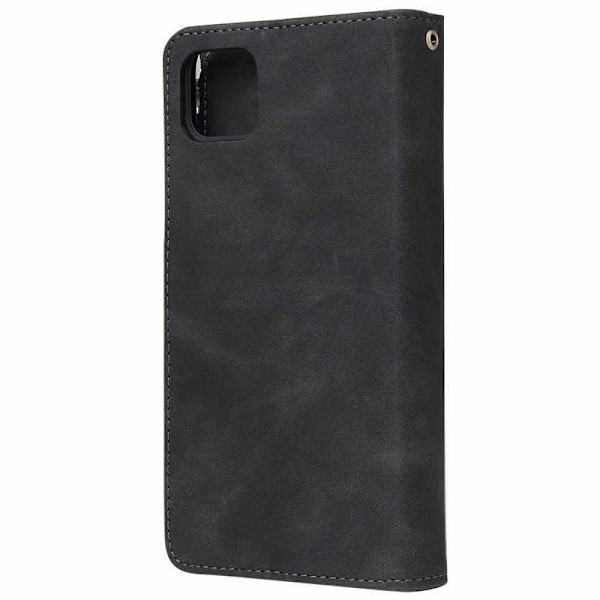 Google Pixel 4 Multifunktionellt Plånboksfodral Zipper 8-Fack Svart