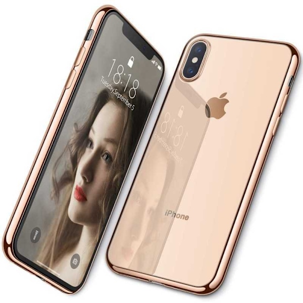 iPhone XS Stöttåligt Mjukt Skal Rosenguld