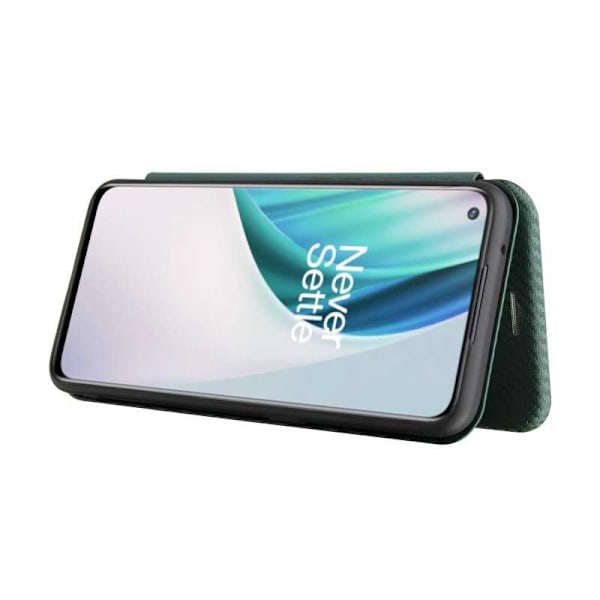 OnePlus Nord N10 Flip Case -korttipaikka CarbonDreams Green Green