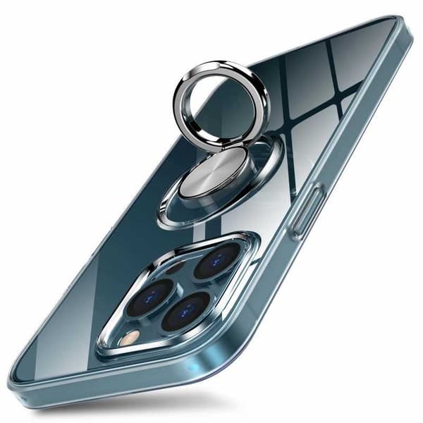 iPhone 14 Pro iskunkestävä suojus sormustelineellä Fresh Transparent