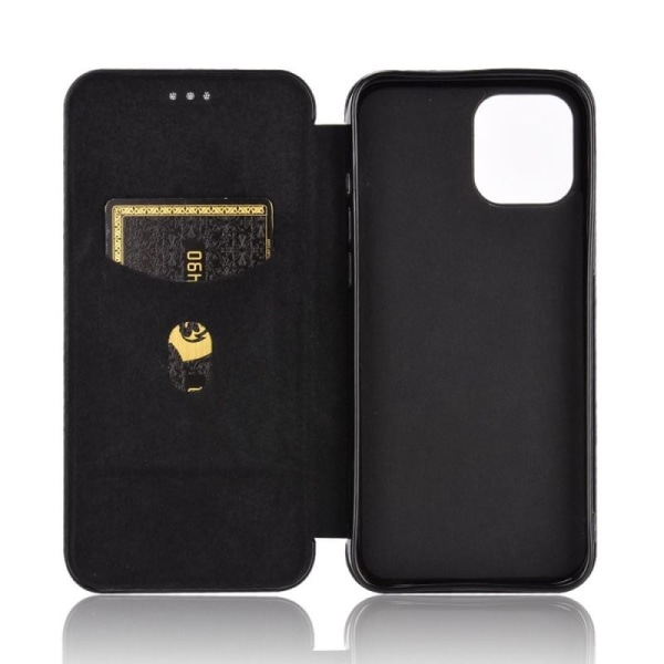 iPhone 12 Mini Flip Case Kortrum CarbonDreams Black