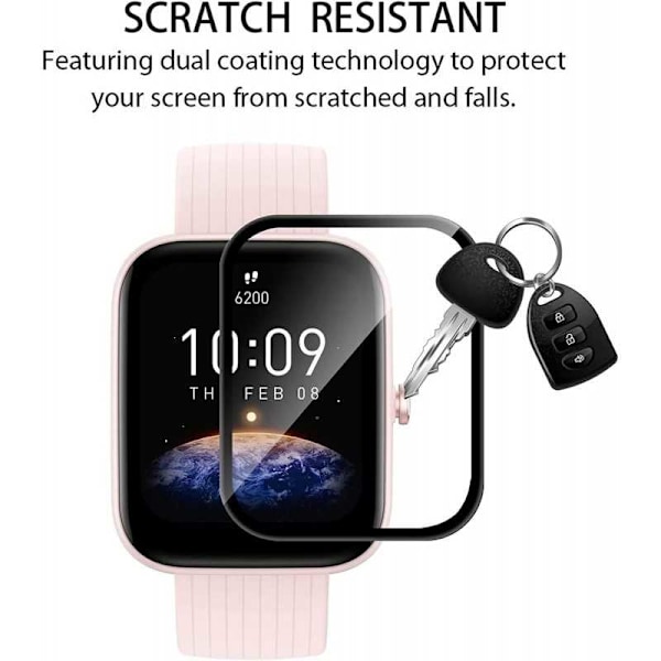 2-PACK Amazfit Bip 3 / 3 Pro Karkaistu Lasi FullFrame® 3D 0,2mm 9H Transparent