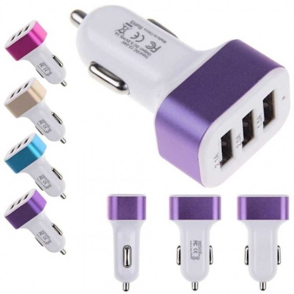 Universell Billaddare 3xUSB 2.1A Silver