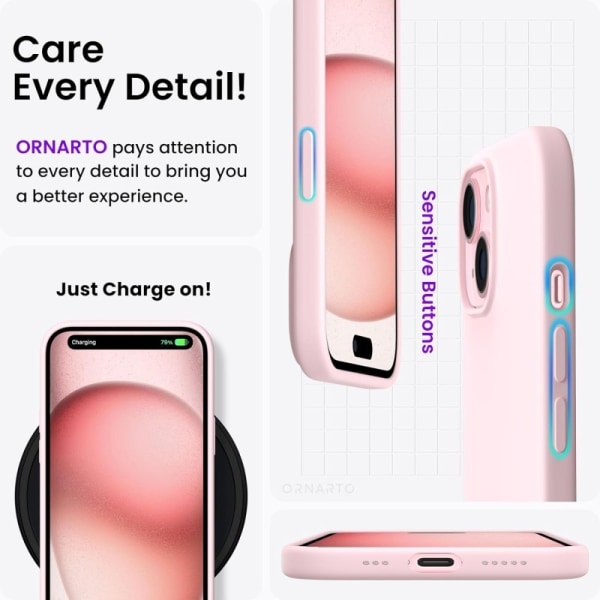 Gummibelagt Stöttåligt Skal iPhone 15 - Rosa