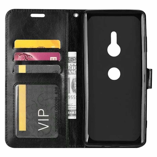 Xperia XZ3 Plånboksfodral PU-Läder 4-FACK H9436 Svart