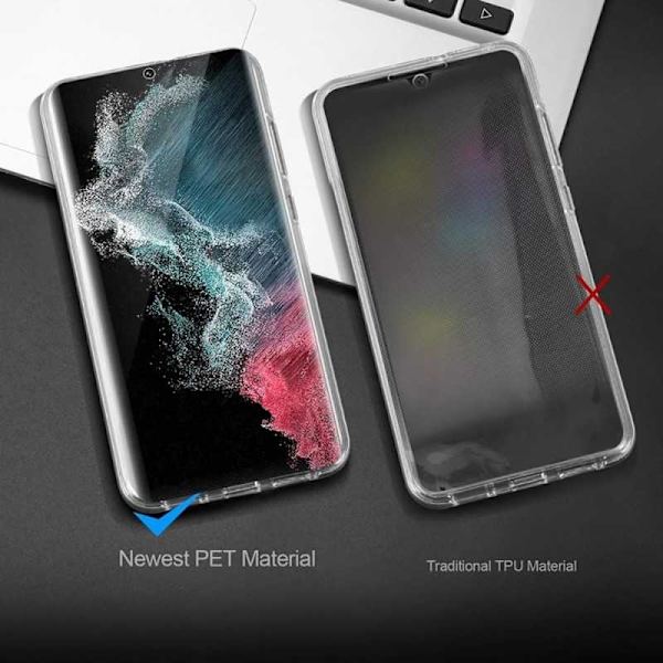 360° fuld dækning og stødabsorberende etui til Samsung S22 Ultra Transparent