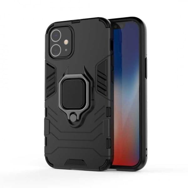 iPhone 12 Mini iskunkestävä kotelo rengaspidikkeellä ThinArmor Black