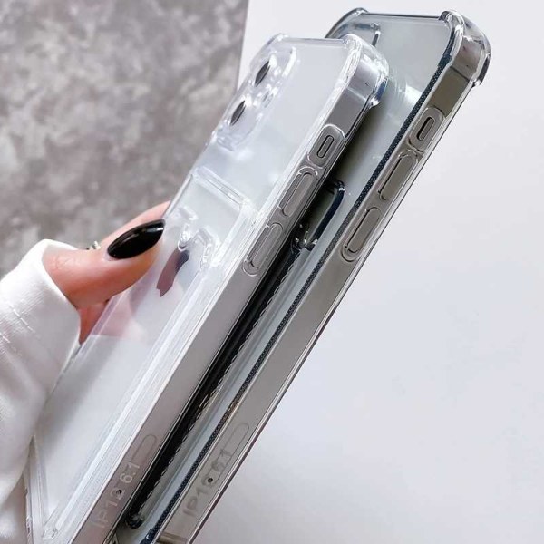 Stöttåligt Skal med Kortfack Förstärkta Hörn iPhone 12 Transparent