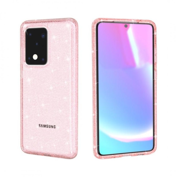 Samsung S20 Ultra Støtdempende mobiltelefonveske Sparkle Rose Go Pink gold