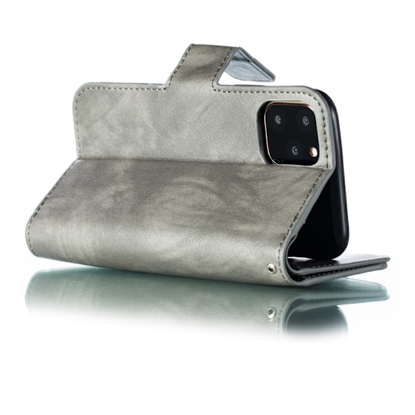 iPhone 11 Pro Max Praktisk Plånboksfodral med 12-Fack Array V4 - Grå