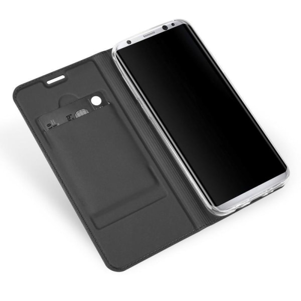 Samsung S8 Plus Exclusive Flip Case Smooth-kortspor Svart