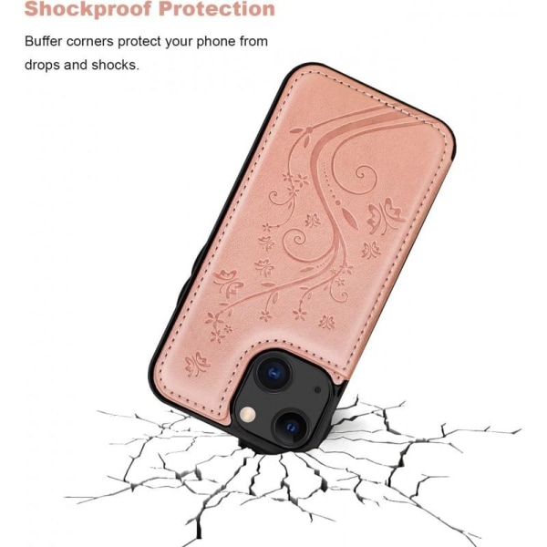 iPhone 13 Mini Iskunkestävä kotelo, 3-taskuinen Flippr V2 Pink gold
