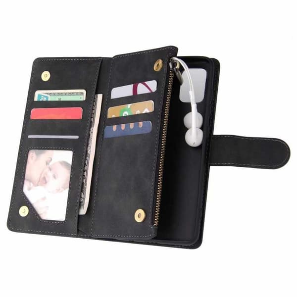 Samsung A33 5G multifunktionelt pung etui Lynlås 8-rum Black