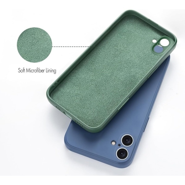 iPhone 16 Plus Gummibelagd Mattgrönt Skal Kameraskydd Liquid - Grön