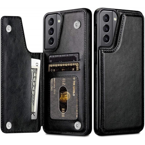 Samsung S21 Iskunkestävä kotelo, 3-taskuinen Flippr Black