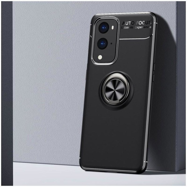 OnePlus 9 Pro Praktisk Stöttåligt Skal med Ringhållare V3 Svart