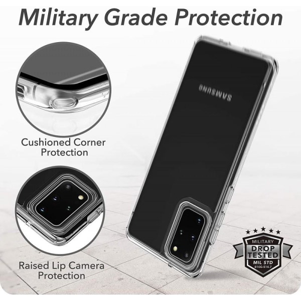 Samsung S20 Plus Støtdempende deksel med ripefri plexiglas Black