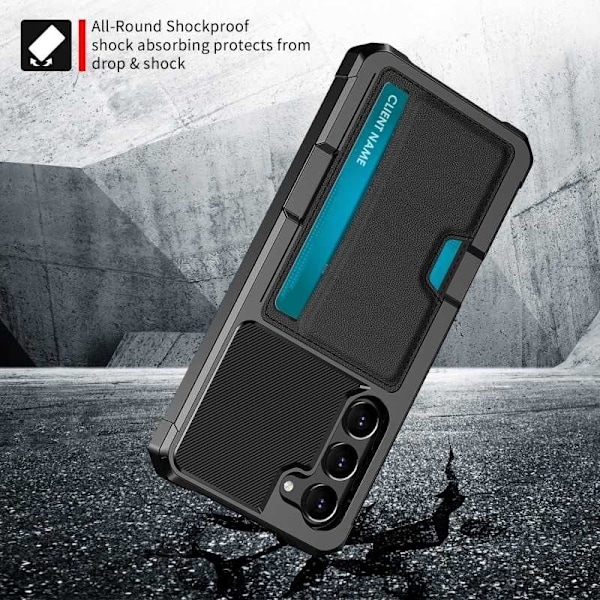 Samsung S23 Iskunkestävä kansi korttipaikalla Solid V2 Black