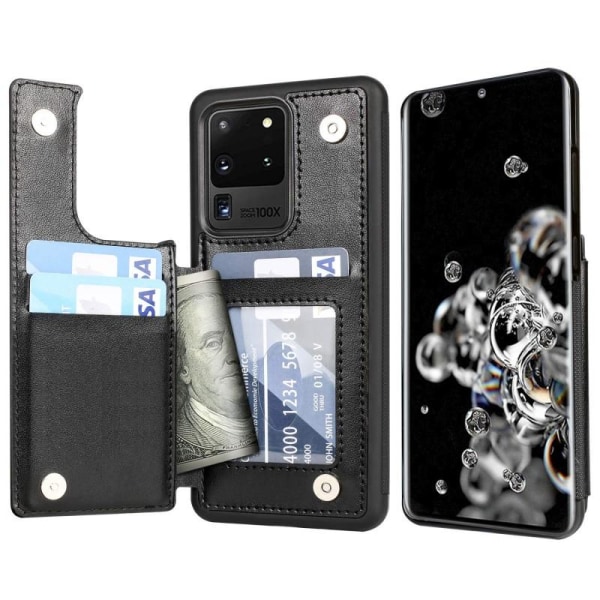 Samsung S20 Ultra Shockproof Cover Card Holder 4-SLOT Flippr Black