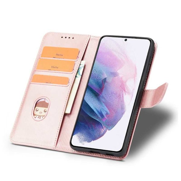 Samsung S24 Ultra Pung Etui PU Læder 4 RUMMER - Rose guld