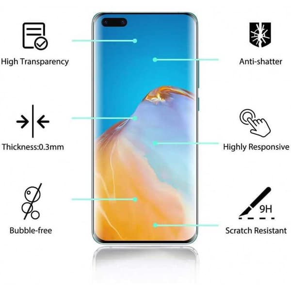 Huawei P40 Pro Härdat Glas 3D 0.26mm 9H Fullframe Transparent