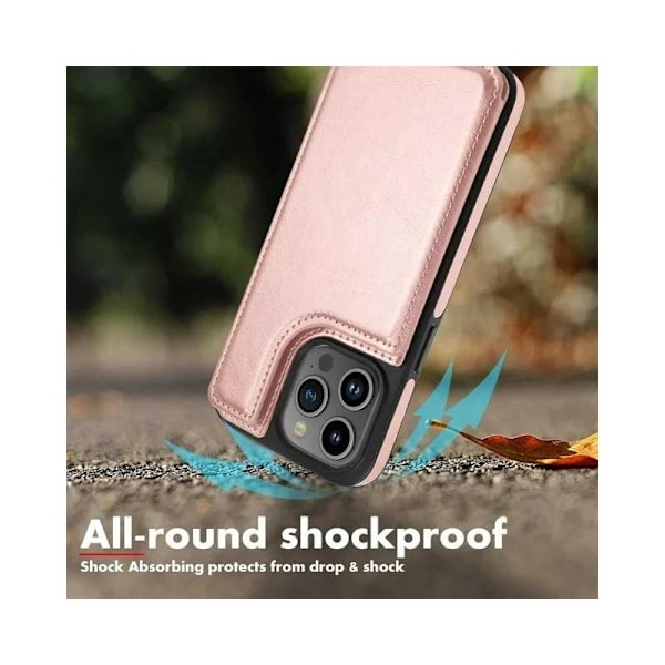 iPhone 14 / 13 Stöttåligt Skal Korthållare 3-FACK Flippr - Rosenguld Rosa guld