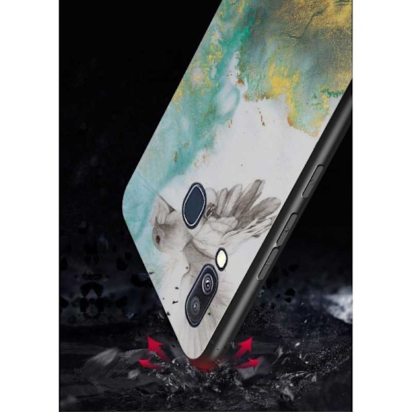 Samsung A40 Marble Shell 9H karkaistu lasi tausta Glassback V2 Green Emerald Green