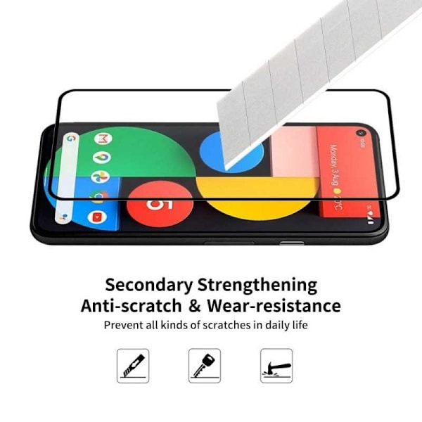 Google Pixel 5 FullFrame 0,26 mm 9H karkaistu lasi Transparent