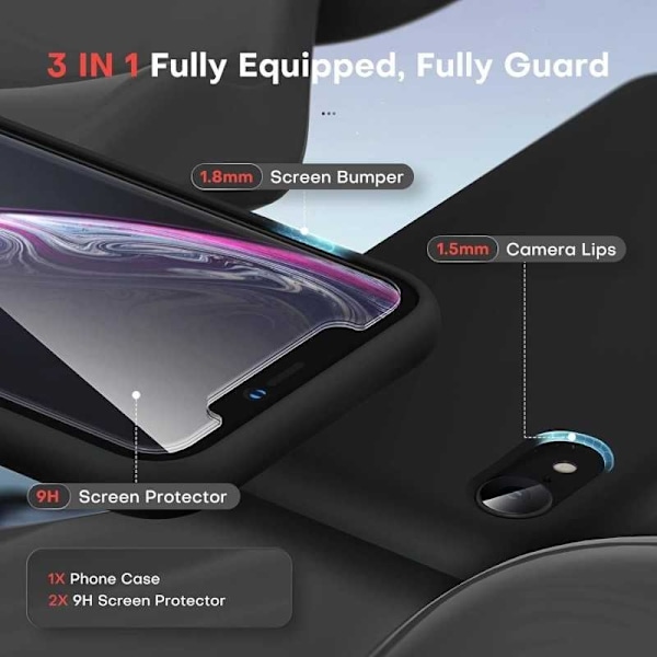 Kuminen tyylikäs suojakuori 3in1 iPhone XR - Musta