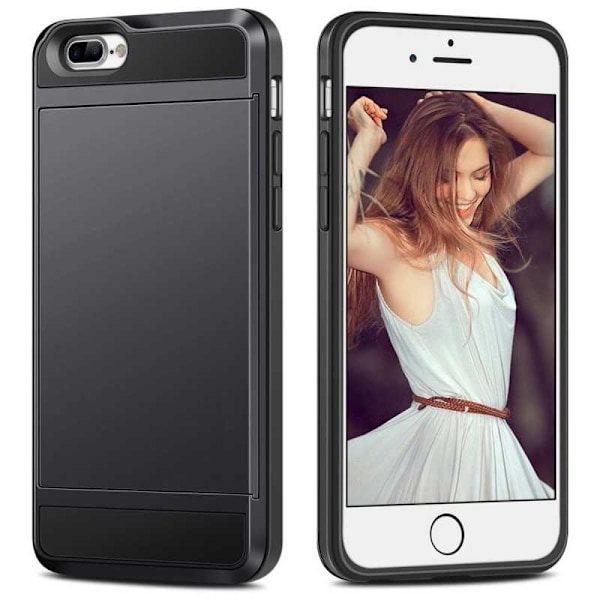 iPhone 7 Plus iskunkestävä kansi korttilokerolla Svart