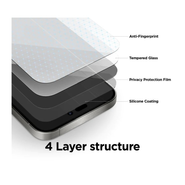 2-PACK iPhone 14 Pro Privacy Hærdet glas 0,26 mm 2,5D 9H Transparent