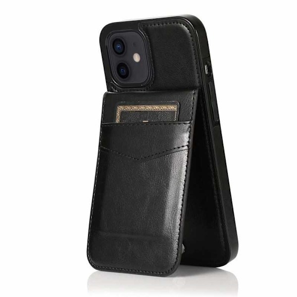 iPhone 12 Mini Mobile Cover Cover -korttipidike 6-POCKET Retro V3 Black