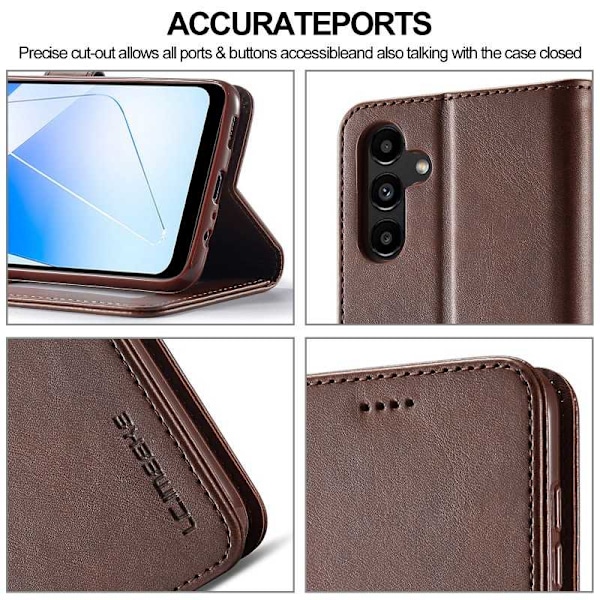 LC.IMEEKE pungetui til Samsung A15 5G - Mørkebrun Dark brown
