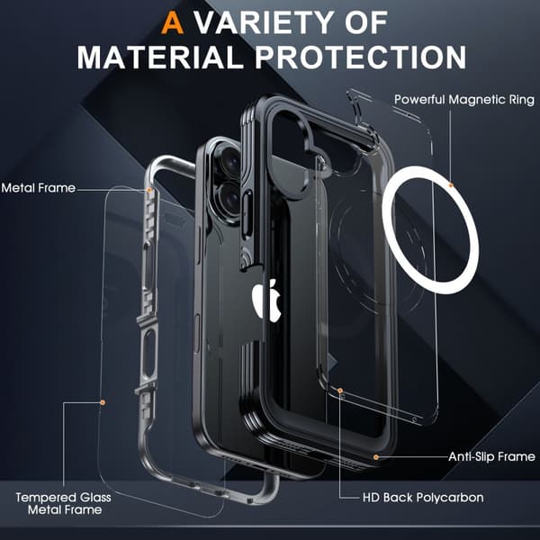 iPhone 16 Heltäckande Magsafe Premium 3D Skal 3in1 ThreeSixty