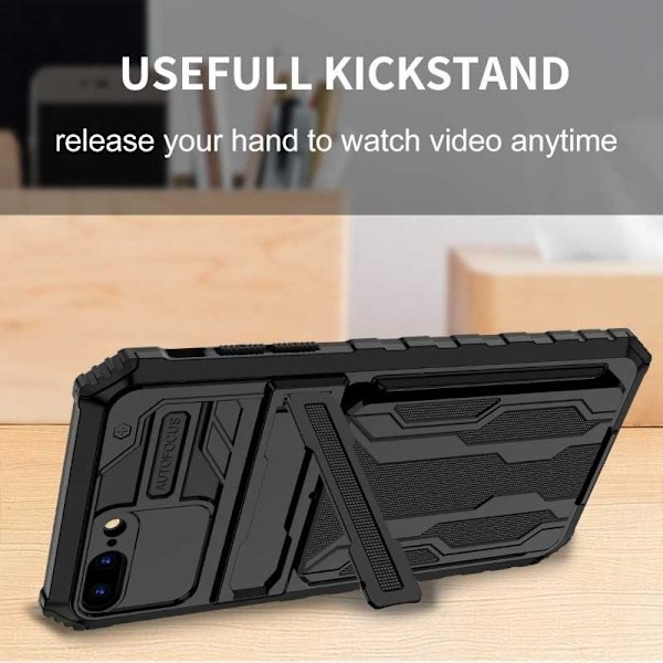 iPhone 7 Plus / 8 Plus Shockproof Shell Kickstand & Card Compartment ThinArmor V3 Black