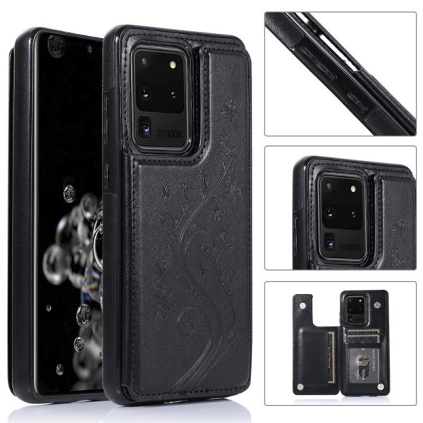Samsung S20 Ultra Shockproof Cover Card Holder 3-POCKET Flippr V Black