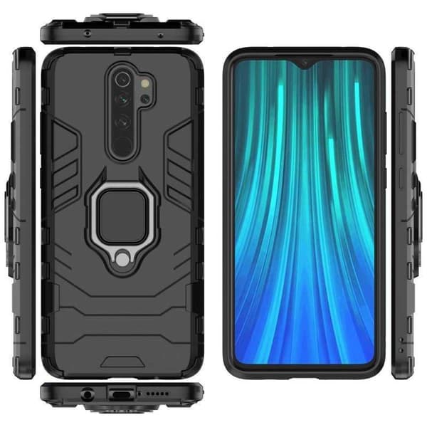 Xiaomi Redmi Note 8 Pro Stöttåligt Skal med Ringhållare ThinArmor Svart