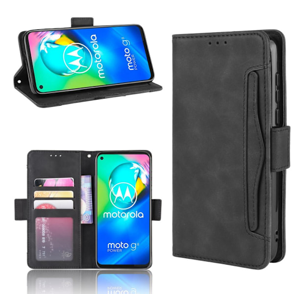 Motorola G8 Power Wallet Case PU-nahkainen 6-POCKET Winston V3 Black