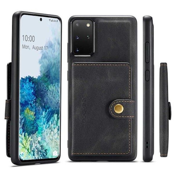 Samsung S20 Plus stødsikkert cover med magnetisk kortholder JeeHood Black