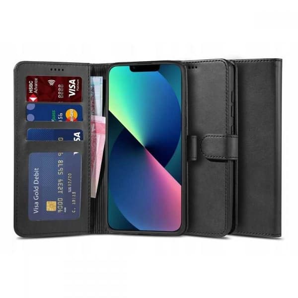 iPhone 13 Pro Max -lompakkokotelo, PU-nahkainen 4-tasku Black