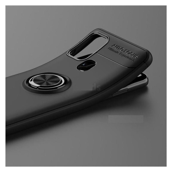 Samsung A21s Käytännöllinen iskunkestävä kotelo sormustelineellä Black