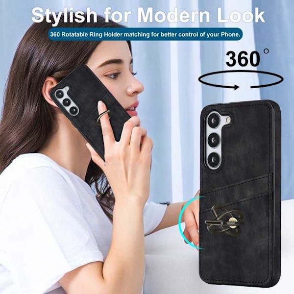 Samsung S23 Plus -matkapuhelimen suojakuori korttitelineellä Retro V4 Svart