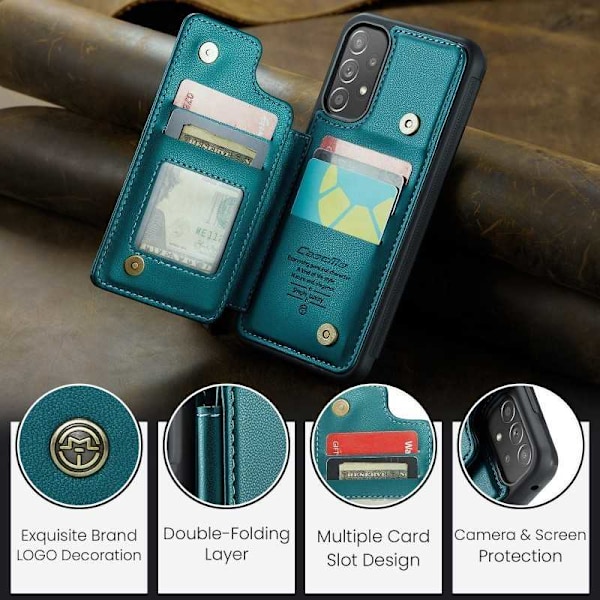 CaseMe Shockproof Cover Kortholder Stander 4-rums Samsung A53 5G Grön