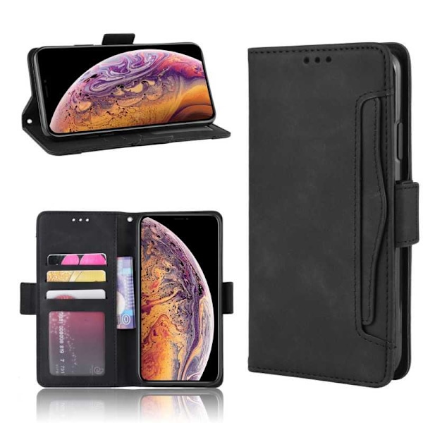 iPhone XS Max Wallet Case PU-læder 6-LOMMES Winston V3 Black