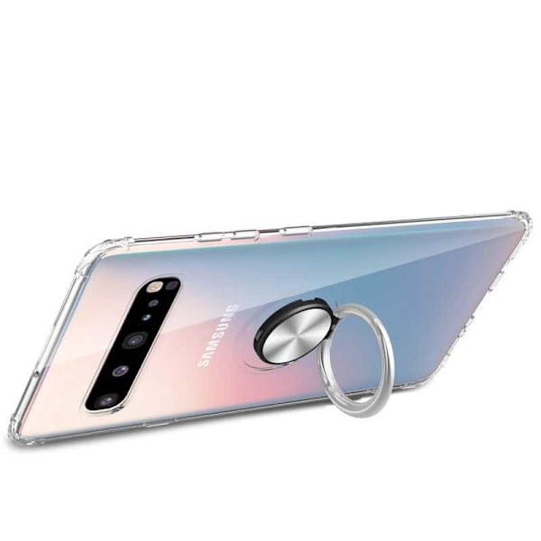 Samsung S10 stødsikkert cover med ringholder frisk Transparent