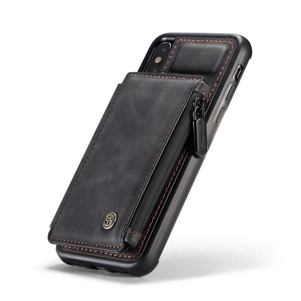 iPhone XS Max Skal Korthållare & Dragkedja 4-FACK CaseMe Flippr Svart