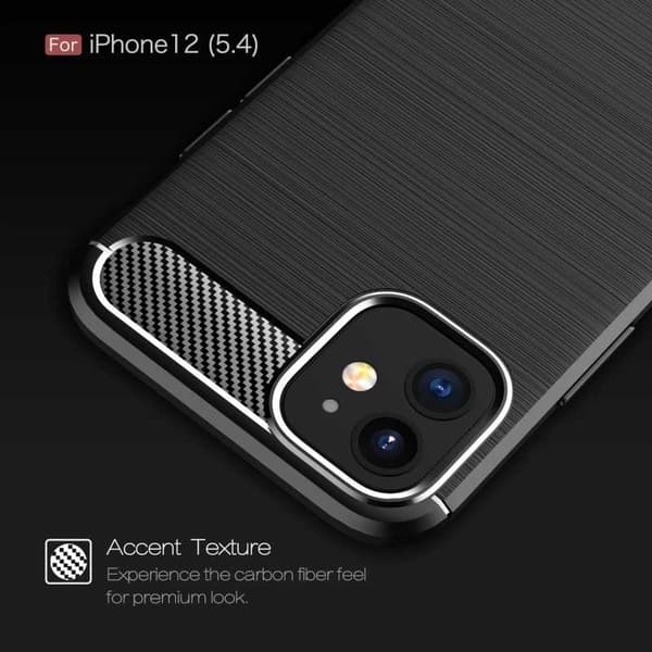 iPhone 12 Mini Iskunkestävä SlimCarbon -kotelo Black