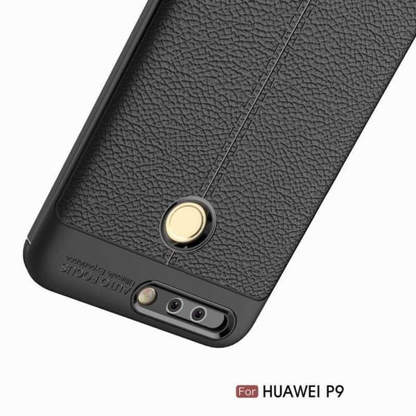 P9 Lite Stöttåligt & Stötdämpande Skal LeatherBack Svart